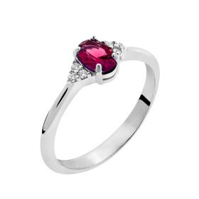 Δαχτυλίδι Λευκόχρυσος Κ9 με Λευκά & Κόκκινο Ζιργκόν SKU-67884