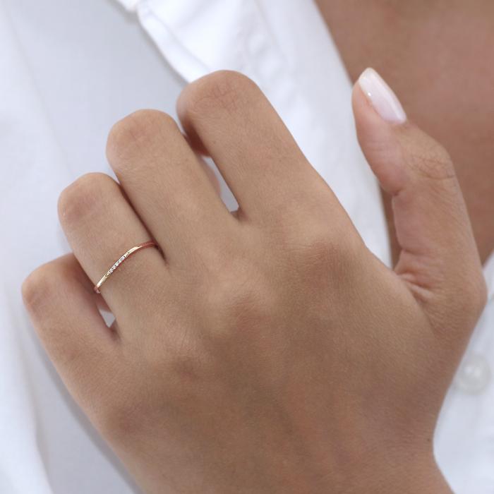 Δαχτυλίδι με Διαμάντια Ροζ Χρυσός Κ14