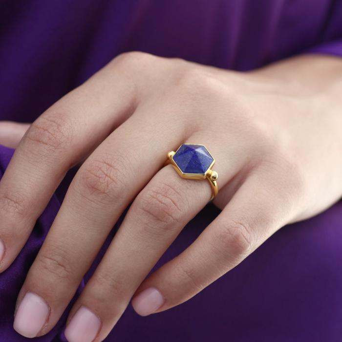 Δαχτυλίδι με Lapis Lazuli Χρυσός Κ18