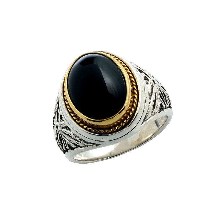 SKU-67475 / Ανδρικό Δαχτυλίδι Ασήμι 925° με Μαύρο Όνυχα