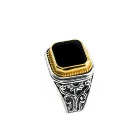 Ανδρικό Δαχτυλίδι Ασήμι 925° με Μαύρο Όνυχα SKU-67477
