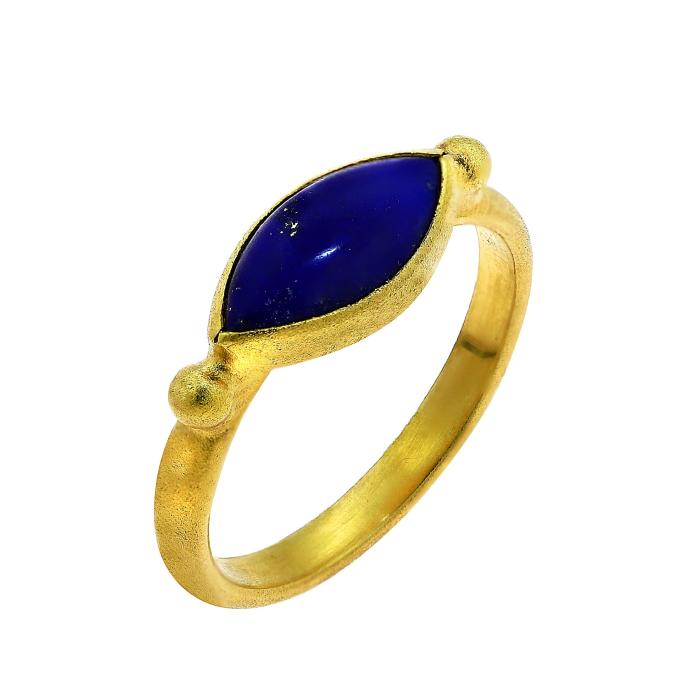 SKU-67988 / Δαχτυλίδι Χρυσός Κ18 με Lapis Lazuli