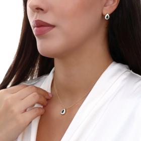 Κολιέ Δάκρυ Χρυσός Κ14 με Πράσινο Ζιργκόν & Σμάλτο SKU-67228