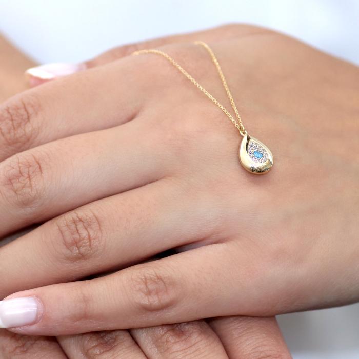 Κολιέ Ματάκι Διπλής Όψεως Χρυσός Κ14 SKU-67226