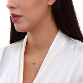 Κολιέ με Κόκκινο & Λευκά Ζιργκόν Λευκόχρυσος Κ14 SKU-67873