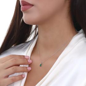 Κολιέ με Λευκά & Πράσινο Ζιργκόν Λευκόχρυσος Κ14 SKU-67874