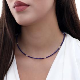 Κολιέ Χρυσός Κ14 με Lapis Lazuli & Μαργαριτάρια SKU-67839