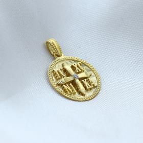 Κωνσταντινάτο με Λευκό Ζιργκόν Χρυσός Κ14 SKU-67948