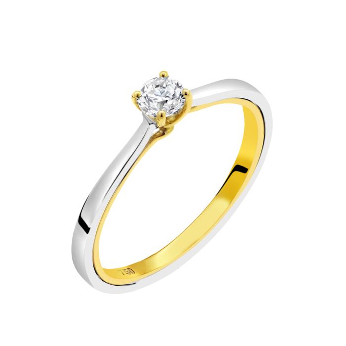 SKU-67098 / Μονόπετρο Δαχτυλίδι με Διαμάντι Λευκόχρυσος & Χρυσός Κ18