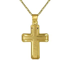 Σταυρός με Λουστρέ & Σαγρέ Φινίρισμα Χρυσός Κ14 SKU-67206