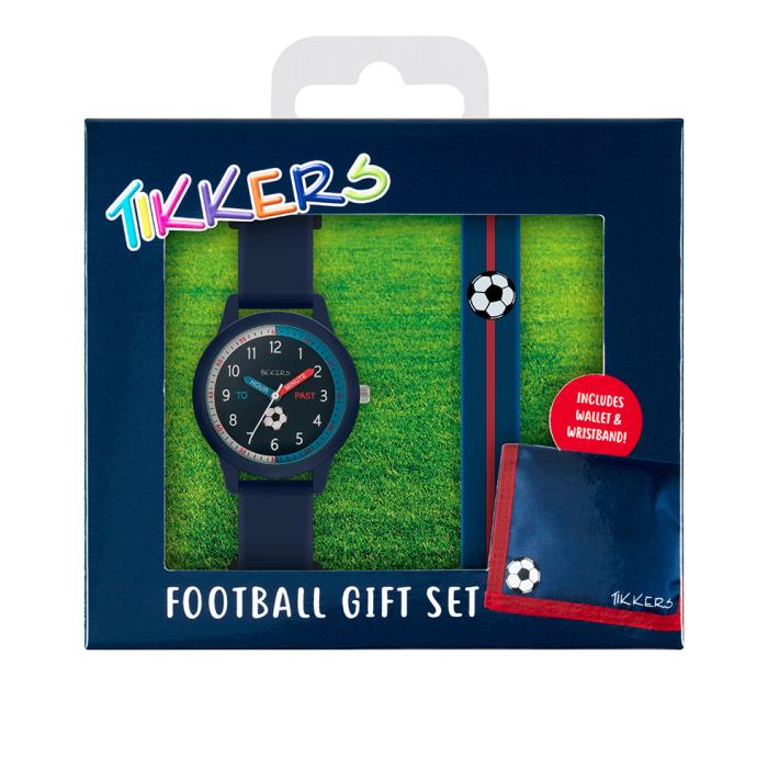 SKU-67028 / TIKKERS Kids Football Gift Set Blue Silicone Strap & Blue Wallet And Bracelet 