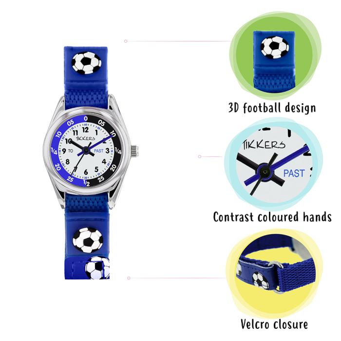 SKU-67047 / TIKKERS Kids Sports Collection 3D Football Fabric Blue Strap