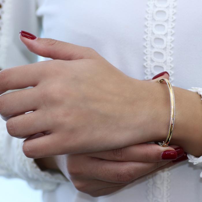 Βραχιόλι Χειροπέδα Λευκόχρυσος & Χρυσός Κ14 SKU-68981