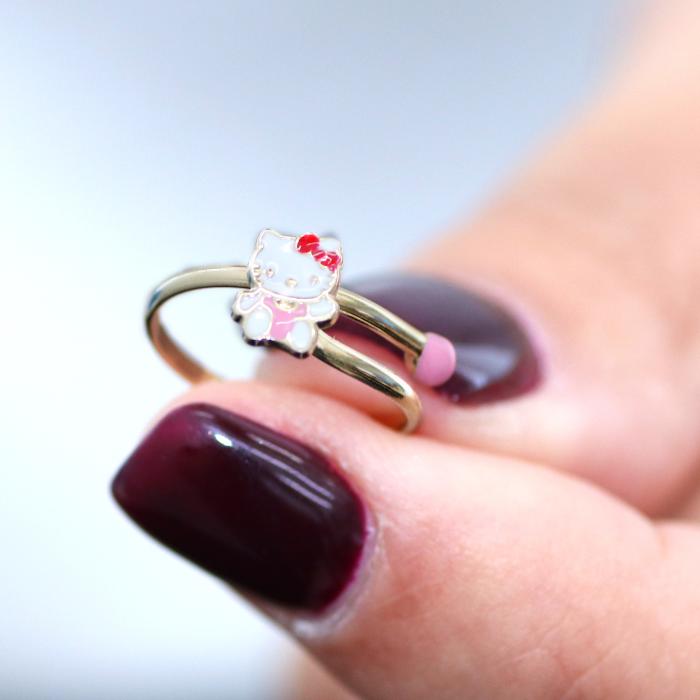 Δαχτυλίδι Hello Kitty με Σμάλτο Χρυσός Κ9