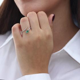 Δαχτυλίδι Λευκόχρυσος Κ18 με Σμαράγδι & Διαμάντια SKU-68287