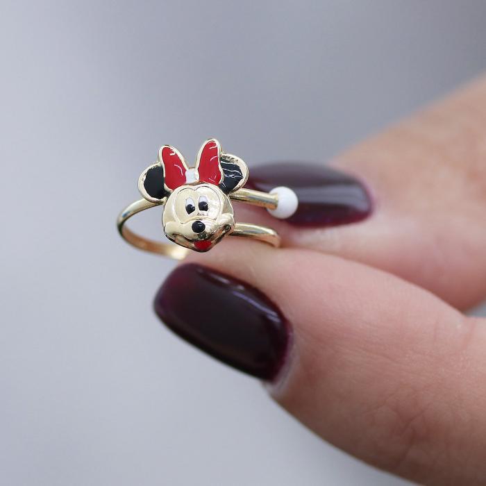 Δαχτυλίδι Minnie Mouse Χρυσός Κ9 με Σμάλτο 