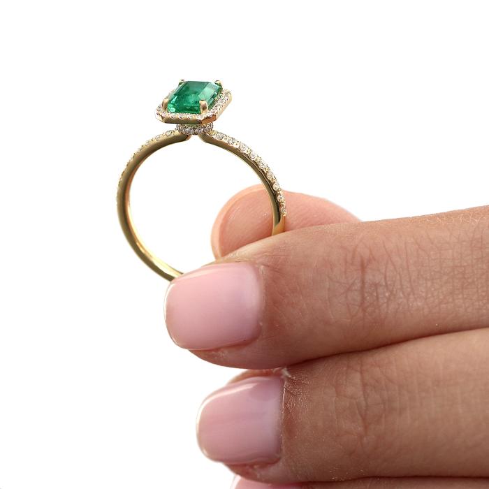 Δαχτυλίδι Ροζέτα με Σμαράγδι & Διαμάντια Χρυσός Κ18