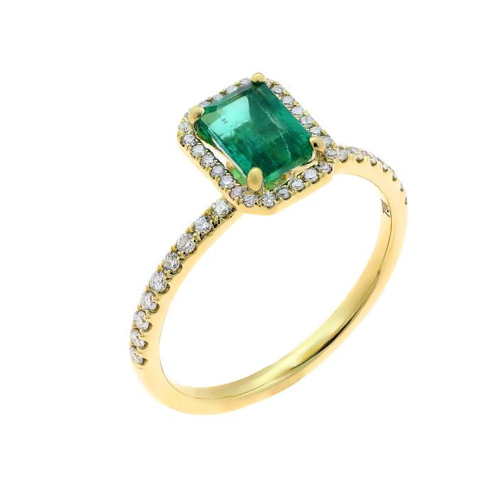 SKU-68302 / Δαχτυλίδι Ροζέτα με Σμαράγδι & Διαμάντια Χρυσός Κ18