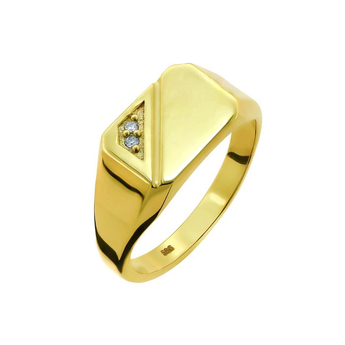 SKU-68663 / Δαχτυλίδι Ανδρικό με Διαμάντια Χρυσός Κ14