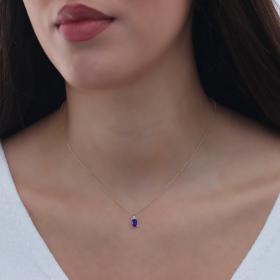 Κολιέ με Μπλε & Λευκά Ζιργκόν Χρυσός Κ9 SKU-68273