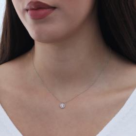 Κολιέ Ροζέτα Λευκόχρυσος Κ9 με Λευκά Ζιργκόν SKU-68926