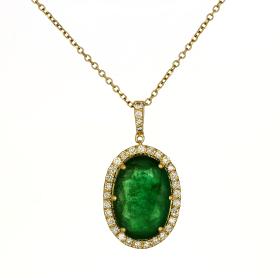 Κολιέ Ροζέτα Χρυσός Κ18 με Σμαράγδι & Διαμάντια SKU-68765
