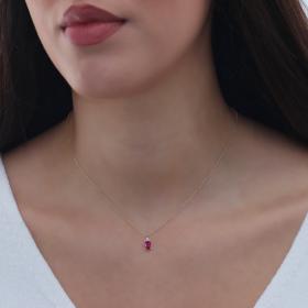 Κολιέ Χρυσός Κ9 με Κόκκινο & Λευκό Ζιργκόν SKU-68272