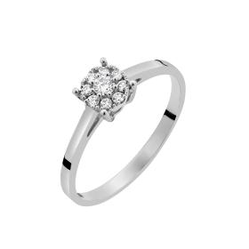 Μονόπετρο Λευκόχρυσος Κ18 με Διαμάντια SKU-68291