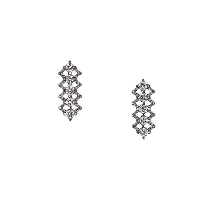SKU-68062 / Σκουλαρίκια Καρφωτά Λευκόχρυσος Κ14 με Διαμάντια