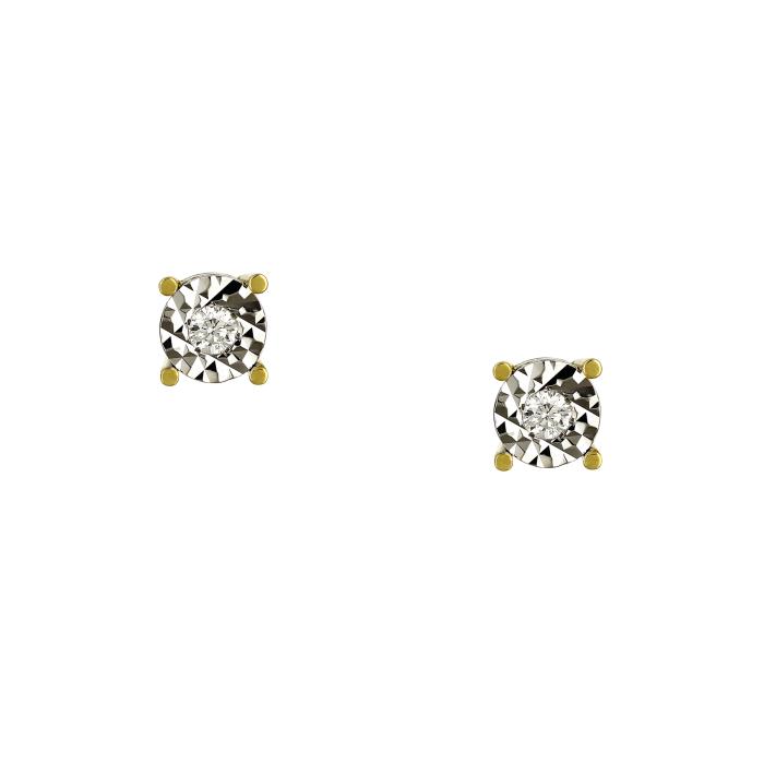 SKU-68003 / Σκουλαρίκια Λευκόχρυσος & Χρυσός Κ18 με Διαμάντια