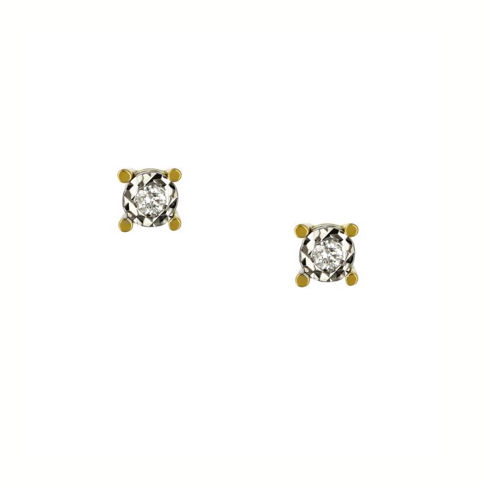 SKU-68004 / Σκουλαρίκια Λευκόχρυσος & Χρυσός Κ18 με Διαμάντια
