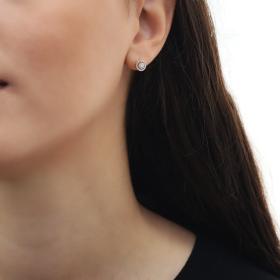 Σκουλαρίκια Ροζέτα Καρφωτά Χρυσός Κ18 με Διαμάντια SKU-68285