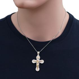 Σταυρός Ασήμι 925° & Χρυσός Κ9 με τον Εσταυρωμένο SKU-68930