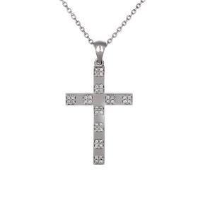 Κλασικός Σταυρός με Διαμάντια Λευκόχρυσος Κ18 SKU-68278
