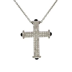 Σταυρός με Διαμάντια Λευκόχρυσος Κ18 SKU-68020