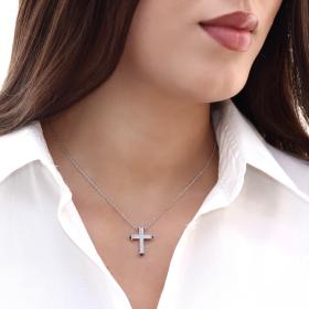 Σταυρός με Διαμάντια Λευκόχρυσος Κ18 SKU-68020