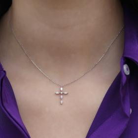 Σταυρός με Διαμάντια Λευκόχρυσος Κ18 SKU-68279