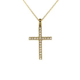 Σταυρός Minimal με Διαμάντια Χρυσός Κ18 SKU-68387
