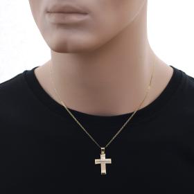 Μοντέρνος Σταυρός Λευκόχρυσος & Χρυσός Κ14 SKU-68940