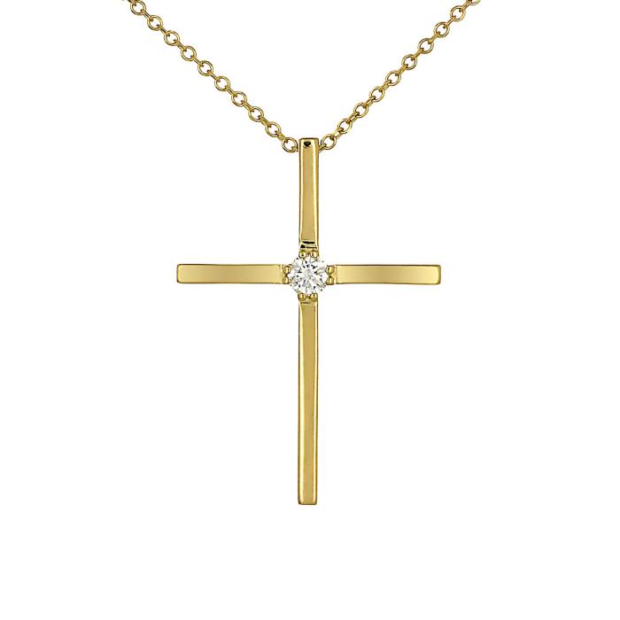Σταυρός Βάπτισης Χρυσός K14 με Διαμάντι SKU-68150