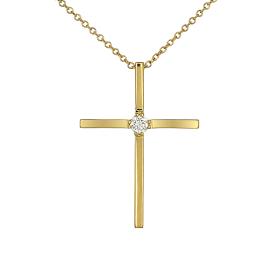 Σταυρός Βάπτισης Χρυσός K14 με Διαμάντι SKU-68150
