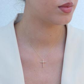 Σταυρός Βάπτισης Χρυσός K14 με Διαμάντι SKU-68150