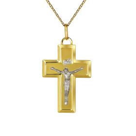 Σταυρός με τον Εσταυρωμένο Λευκόχρυσος & Χρυσός Κ14 SKU-68936