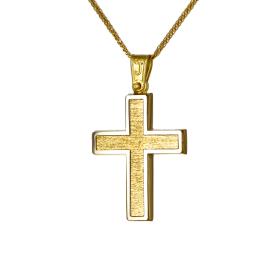 Σταυρός Λευκόχρυσος & Χρυσός Κ14 SKU-68939