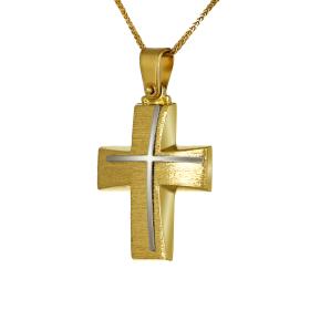 Σταυρός Λευκόχρυσος & Χρυσός Κ14 SKU-68941