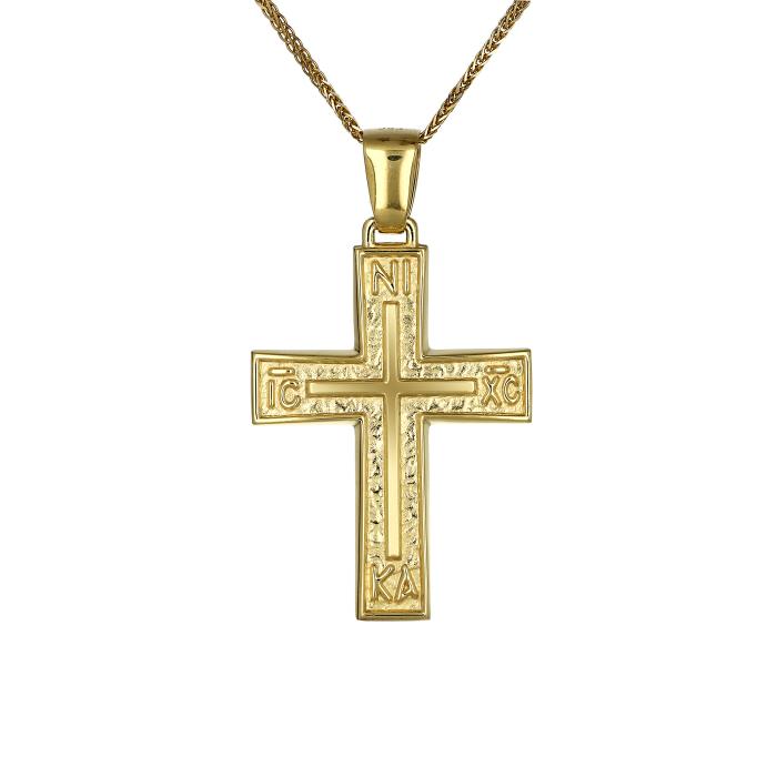 Σταυρός Διπλής Όψεως Χρυσός & Λευκόχρυσος Κ14 SKU-68942