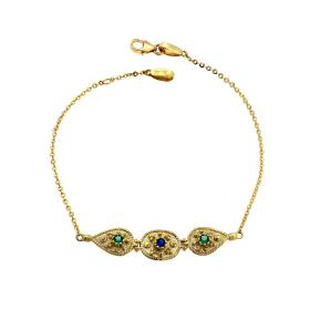 Βραχιόλι Βυζαντινό Στυλ με Ζιργκόν Χρυσός Κ14 SKU-69118