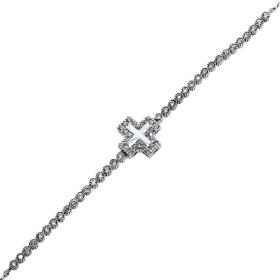 Βραχιόλι Σταυρός με Λευκά Ζιργκόν Λευκόχρυσος Κ14 SKU-69121