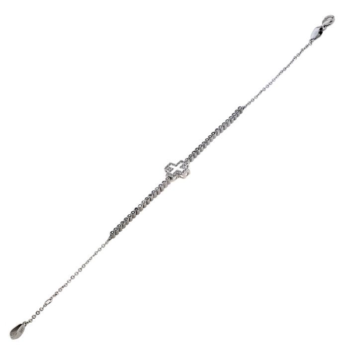 Βραχιόλι Σταυρός με Λευκά Ζιργκόν Λευκόχρυσος Κ14 SKU-69121