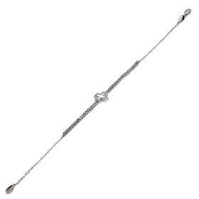 Βραχιόλι Σταυρός με Λευκά Ζιργκόν Λευκόχρυσος Κ14 SKU-69121